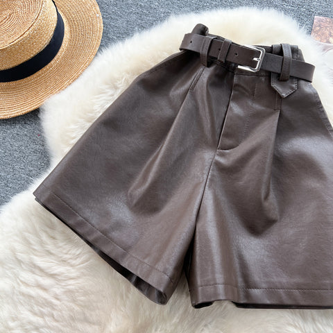 Vintage High-waist Leather Shorts