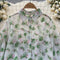 Floral Polo Collar Tulle Shirt