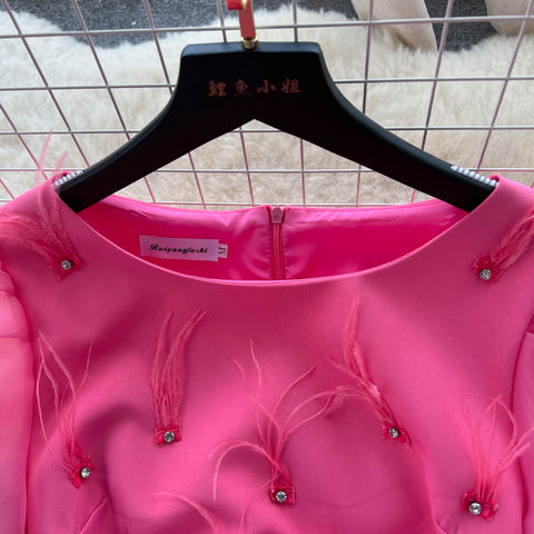 Studded Tassel Round-neck Dress