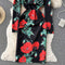 Elegant Square Collar Floral Printed Dress