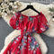 Off-shoulder Floral Chiffon Dress