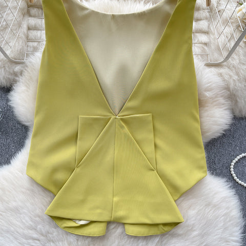 Niche Colorful V-neck Sleeveless Top