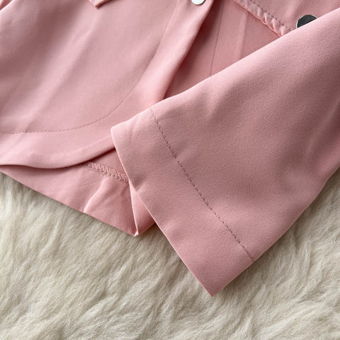 Shirt Jacket&Pleated Jumpsuit 2Pcs