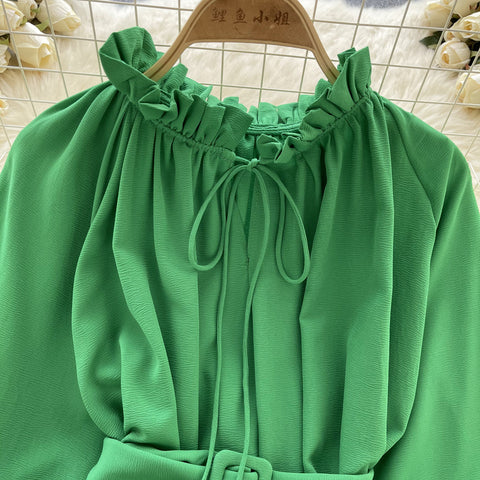 Courtly Lace-up Ruffled Shirt