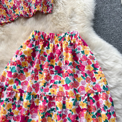 Bralette Top&Skirt Floral 2Pcs Set