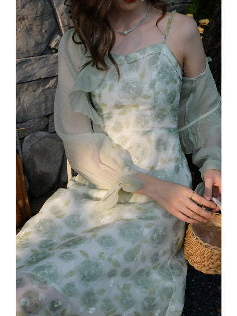 Floral Slip Dress & Ruffled Cardigan