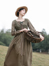 Lace-up Pastoral Style Pleated Dress