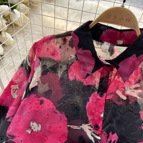 French Style Floral Printed Shirt