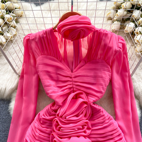 High-end 3d Design Ruffled Dress