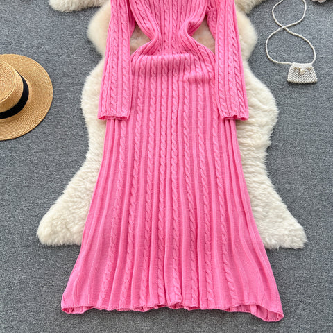 Waist-slimming Twisted Knit Stretchy Dress