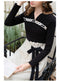 Sweater&Knitted Skirt Color Blocking 2Pcs