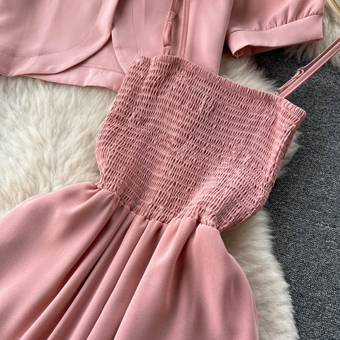 Shirt Jacket&Pleated Jumpsuit 2Pcs