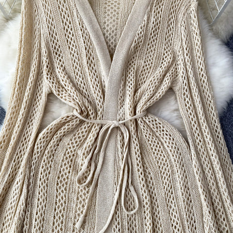 Loose Fit Hollowed Knitted Cardigan