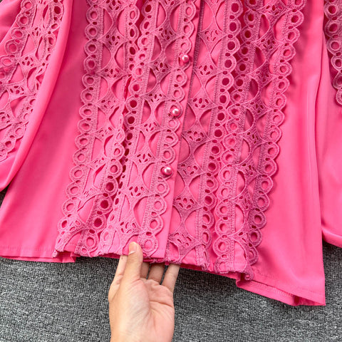 Niche Crochet Long-sleeve Shirt