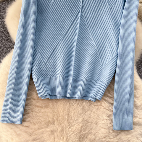 Turtleneck Sweater&Pleated Skirt 2Pcs