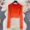 Round Collar Top&Slit Skirt Knitted 2Pcs