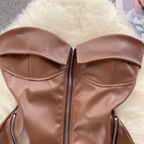 Niche Zipped Strapless Camisole Top