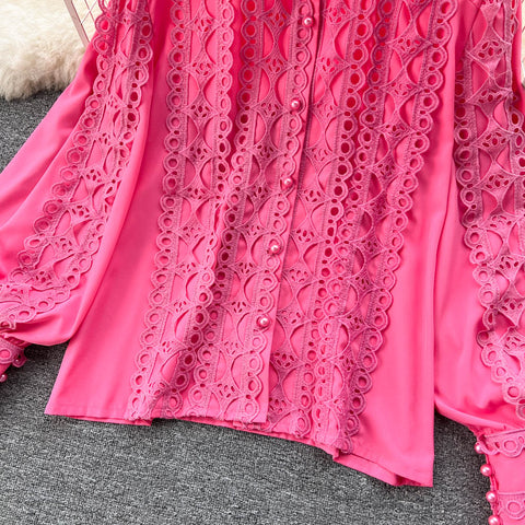 Niche Crochet Long-sleeve Shirt