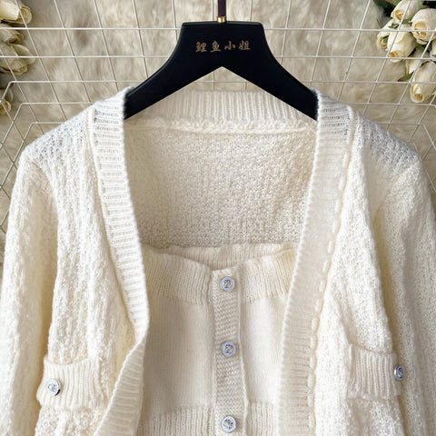 Cardigan&Camisole&Shorts Knitted 3Pcs