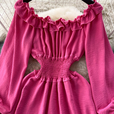 Sweetie Solid Color Ruffled Dress