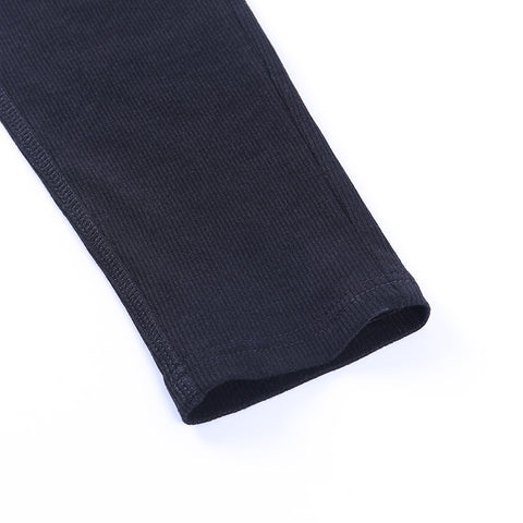 Simple Design High-cut Knitted Sports Pants