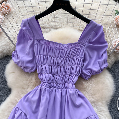 Fairy Square Collar Pleated Dress