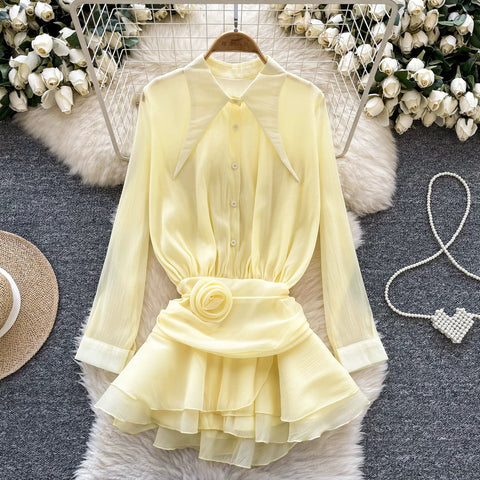 Irregular Design Ruffled Chiffon Top