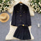 V-neck Blazer&Pleated Skirt 2Pcs