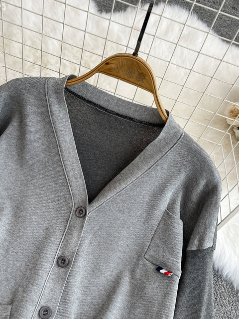 V-neck Cardigan&Drawstring Trousers 2Pcs