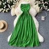 Elegant Off-shoulder Green Knitted Dress