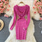 Hooded Striped Elastic Knitted Dress