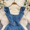 Sweetie Ruffled A-line Denim Dress