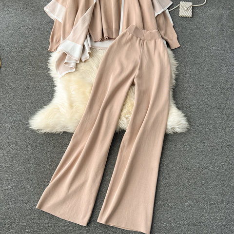Shawl&Sweater&Trousers Casual 3Pcs