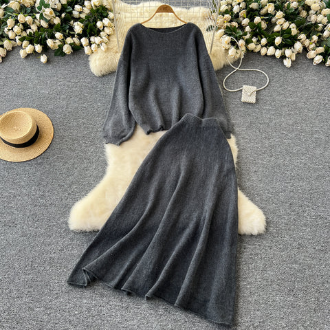 Loose Sweater&Skirt Thermal 2Pcs