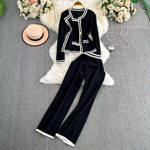 Cardigan&Vest&Trousers Knitted 3Pcs