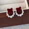 Burgundy Bow Pearl Earrings