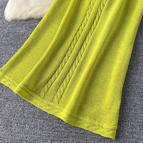 Hollowed Camisole&Fishtail Skirt Knitted 2Pcs