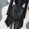 Party Beaded Fringed Black Dress