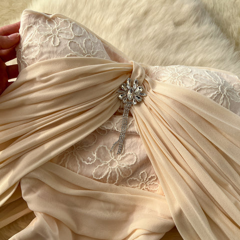 Sequined Embroidered Off-shoulder Mesh Dress