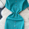 Solid Color Round Collar Knitted Dress