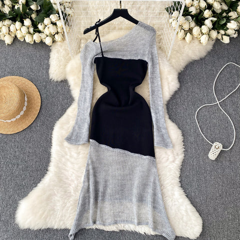 Irregular Design Patchwork Fishtail Dress