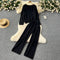 V-neck Sweater&Trousers Loose 2Pcs