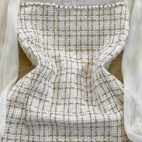 Tweed Patchwork Chiffon Shirt Dress