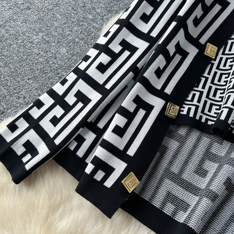 Maze Pattern Cardigan&Camisole&Trousers 3Pcs
