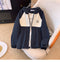 Color Blocking Drawstring Punching Jacket