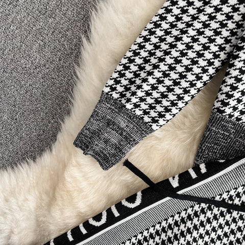 Houndstooth Jacquard Sweater&Trousers Set