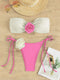 New Three-Dimensional Flowers Color Blocking Swimsuit