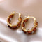 Coffee Crystal Circle Earrings