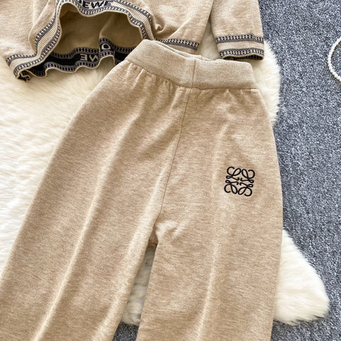 LOGO Embroidered Sweater&Trousers 2Pcs