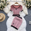 Knitwear&Skirt Color Blocking Sportswear 2Pcs